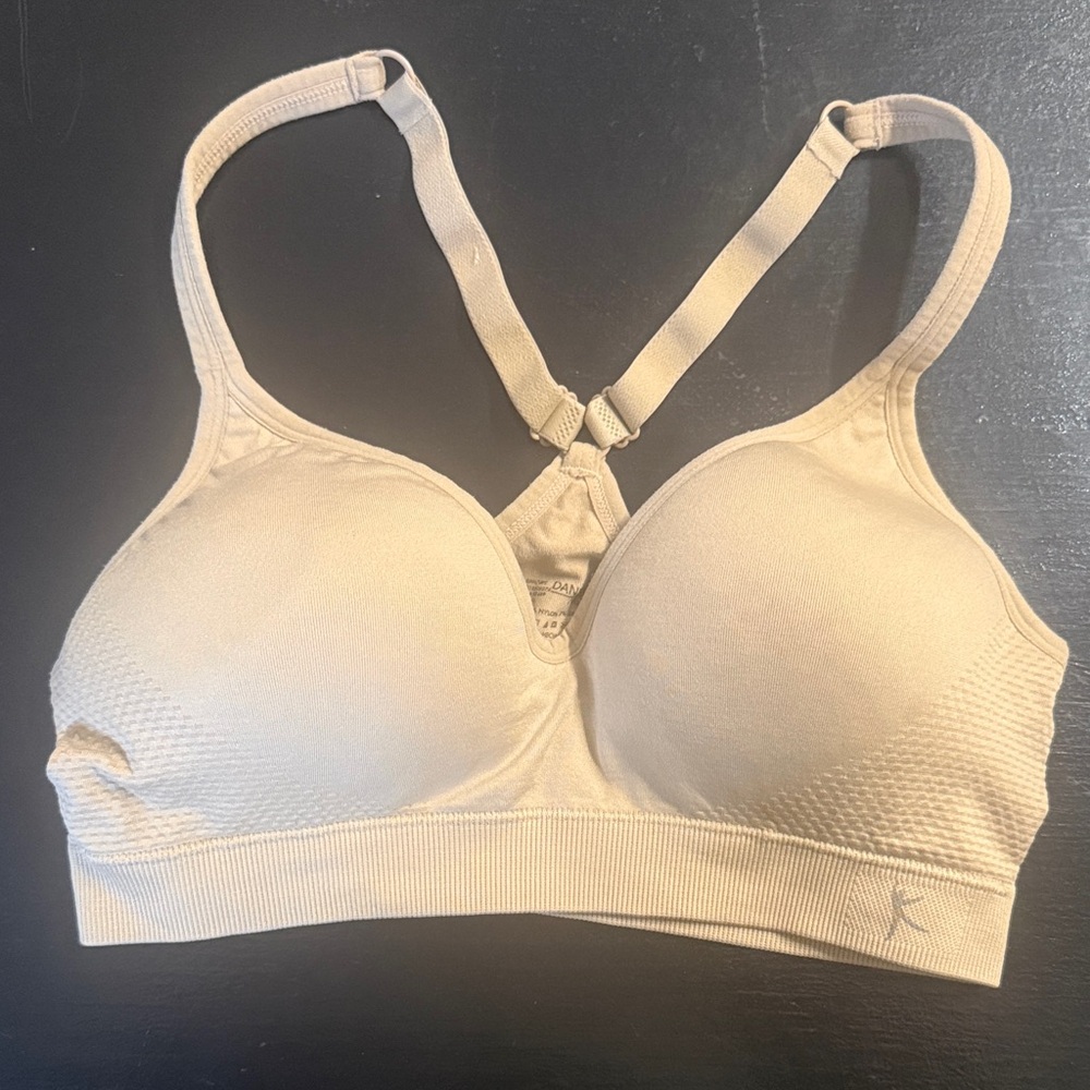 Beige Meduim Danskin Now Wireless Padded Adjustable Racerback Sports bra.